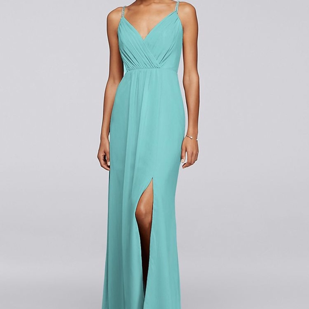 Long Bridesmaid Dress with Beaded Straps,David’s B